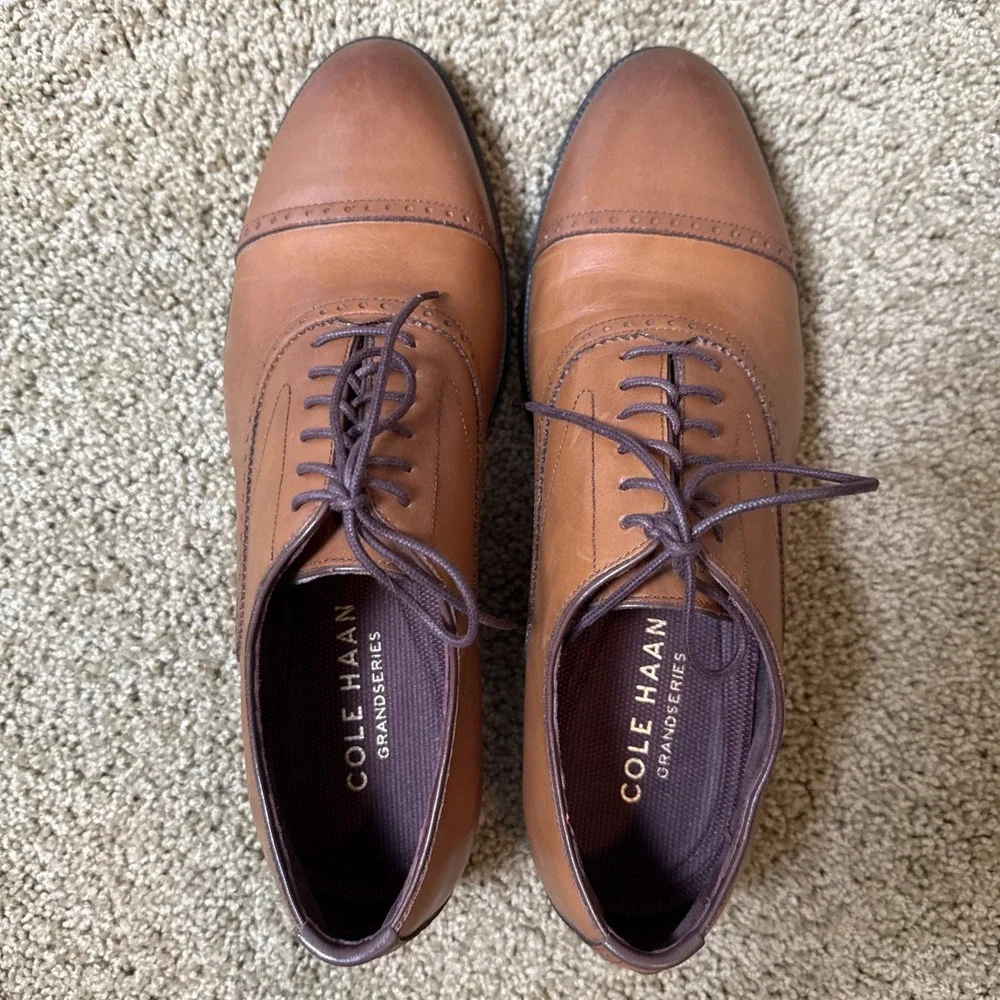 NEW Men's 8M Cole Haan Grand 360 Cap Toe Dress Shoes British Tan #C33326 No Box